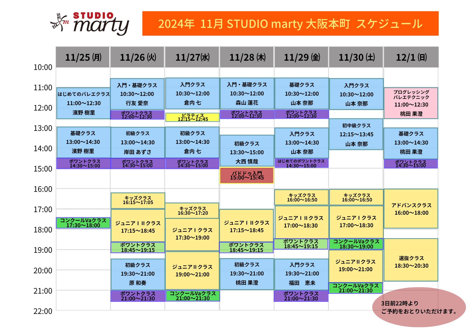 11月バレエレッスン・マーティ大阪本町