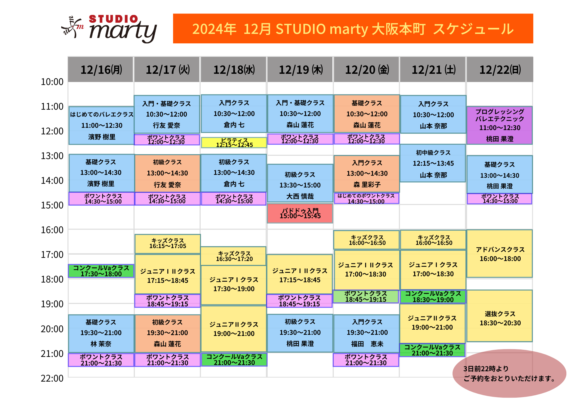 12月バレエレッスン・マーティ大阪本町