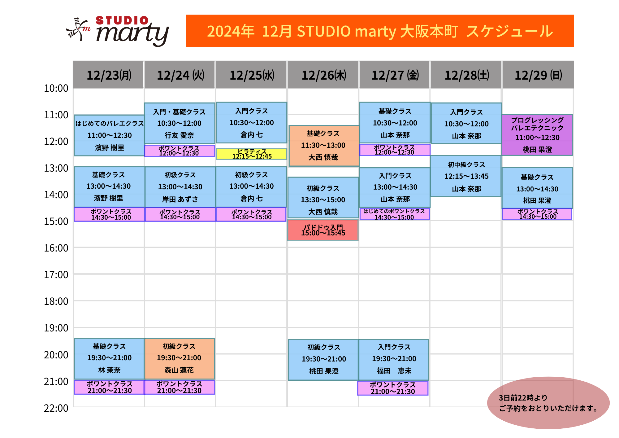 12月バレエレッスン・マーティ大阪本町