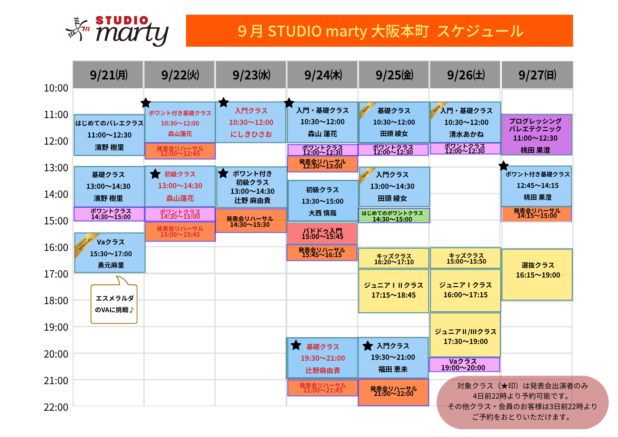 9月バレエレッスン・マーティ大阪本町