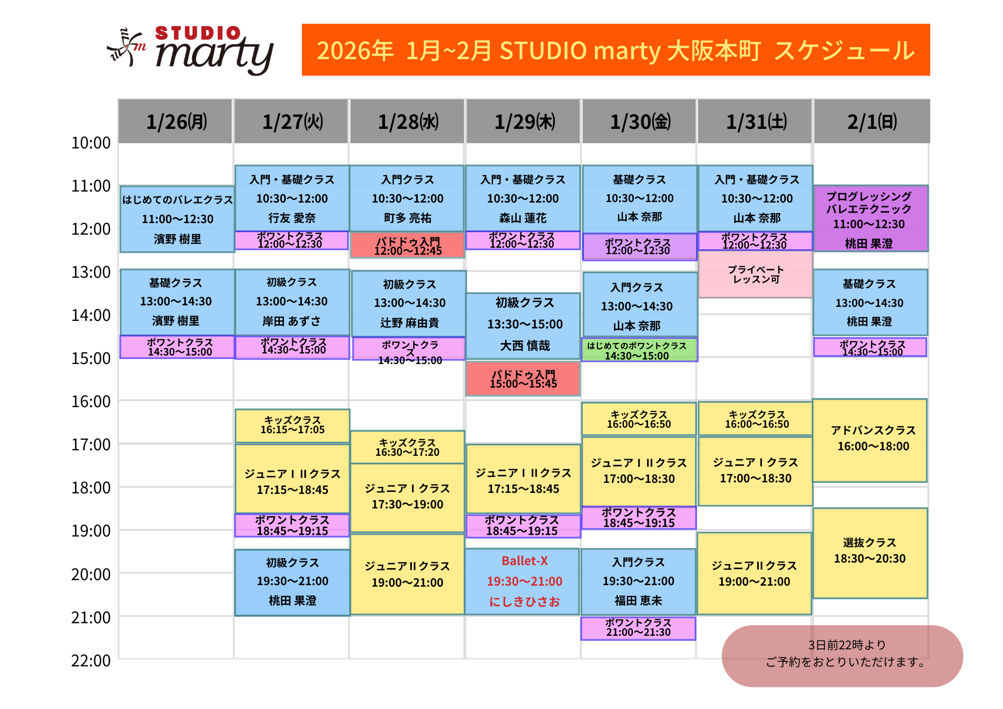 1月バレエレッスン・マーティ大阪本町