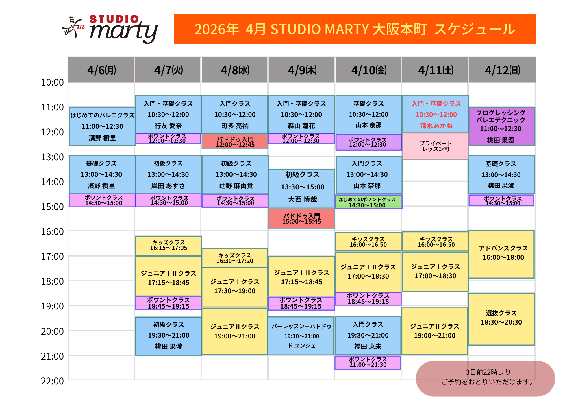 4月バレエレッスン・マーティ大阪本町