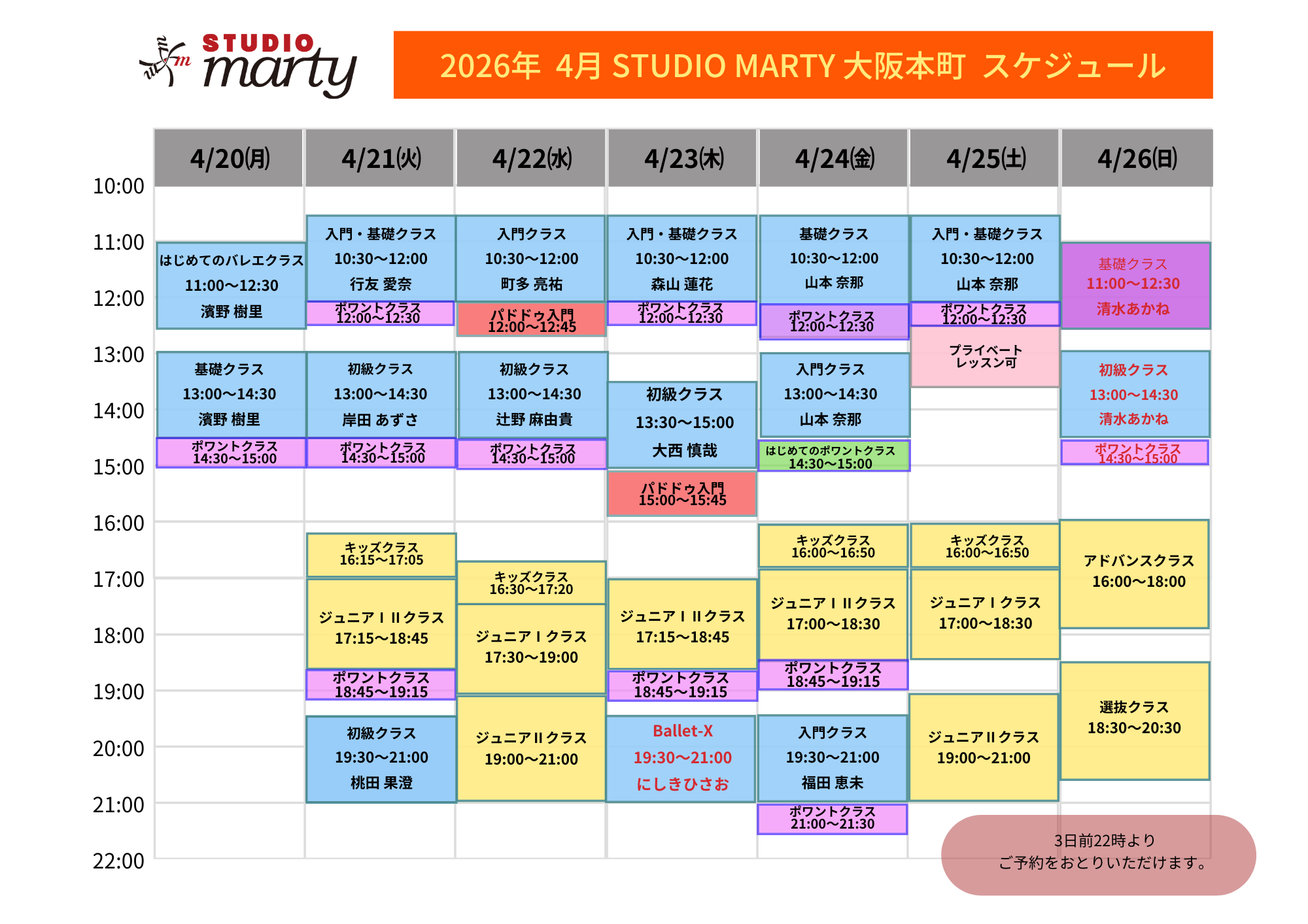4月バレエレッスン・マーティ大阪本町