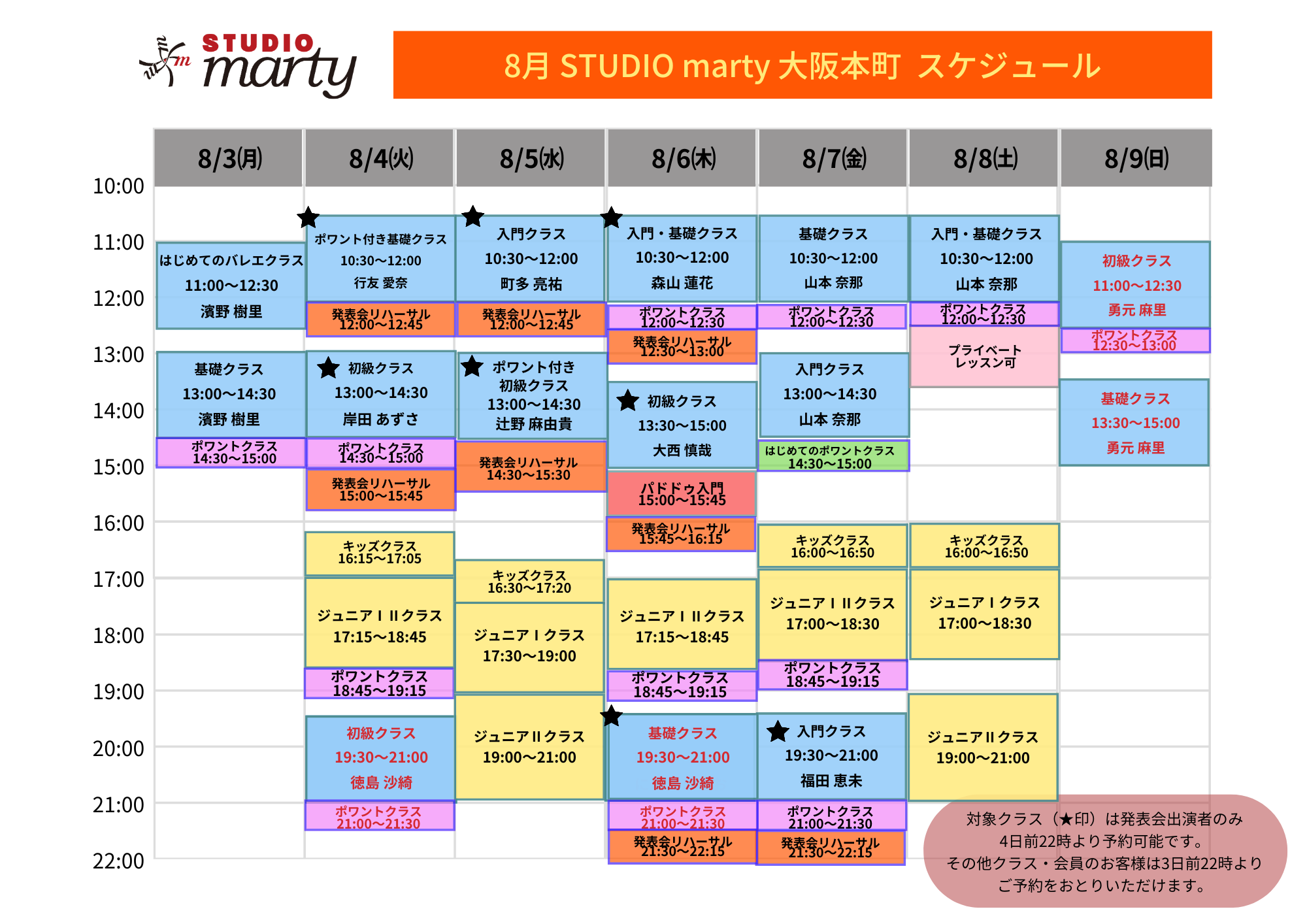 8月バレエレッスン・マーティ大阪本町