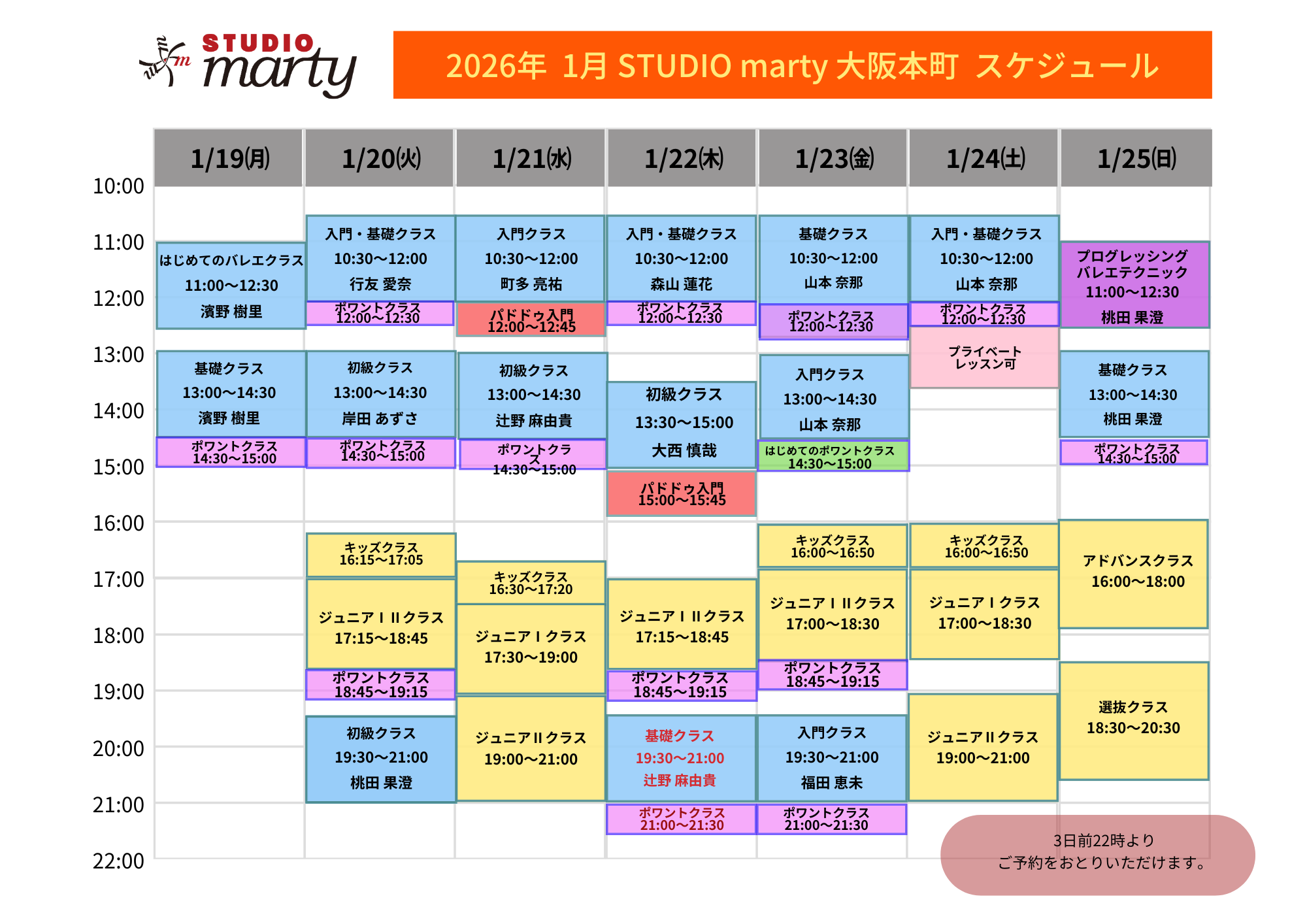 1月バレエレッスン・マーティ大阪本町