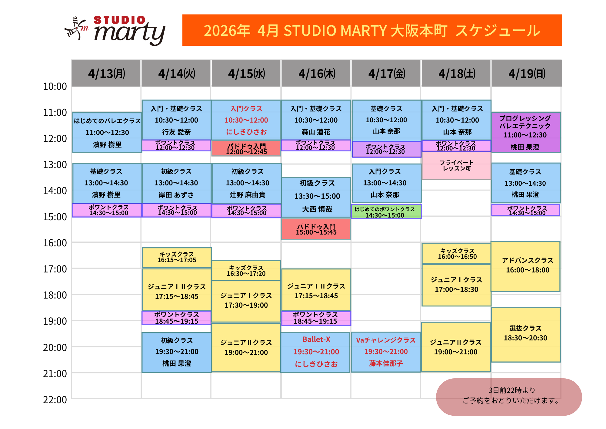 4月バレエレッスン・マーティ大阪本町